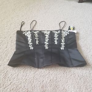 Crop floral bustier gems down the spine